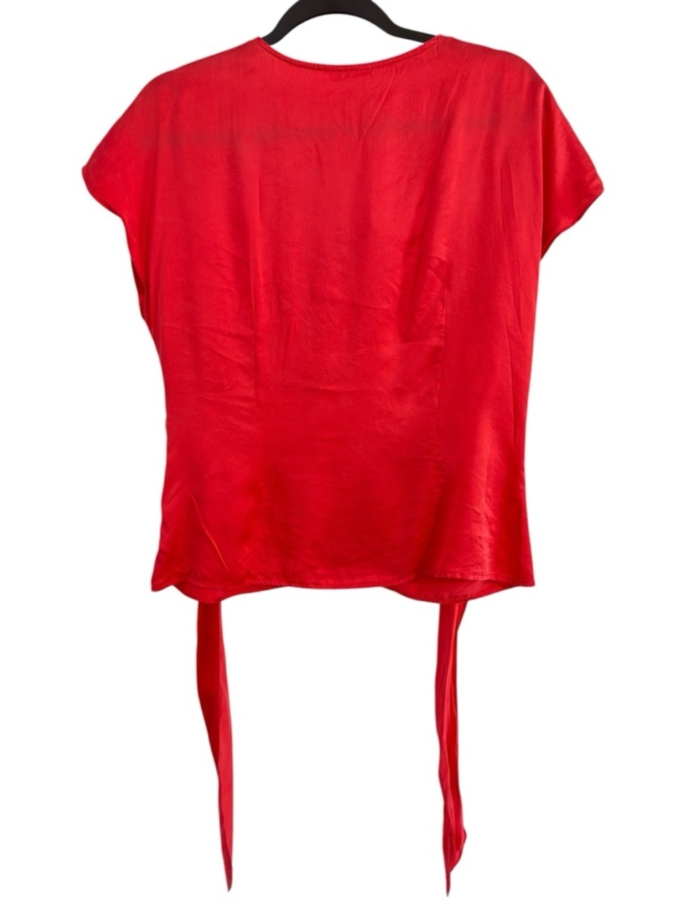 VTG Old Navy 100% Silk Salmon Color Blouse Tie Waist Button Front Top Sz. L Y2K - Picture 3 of 12